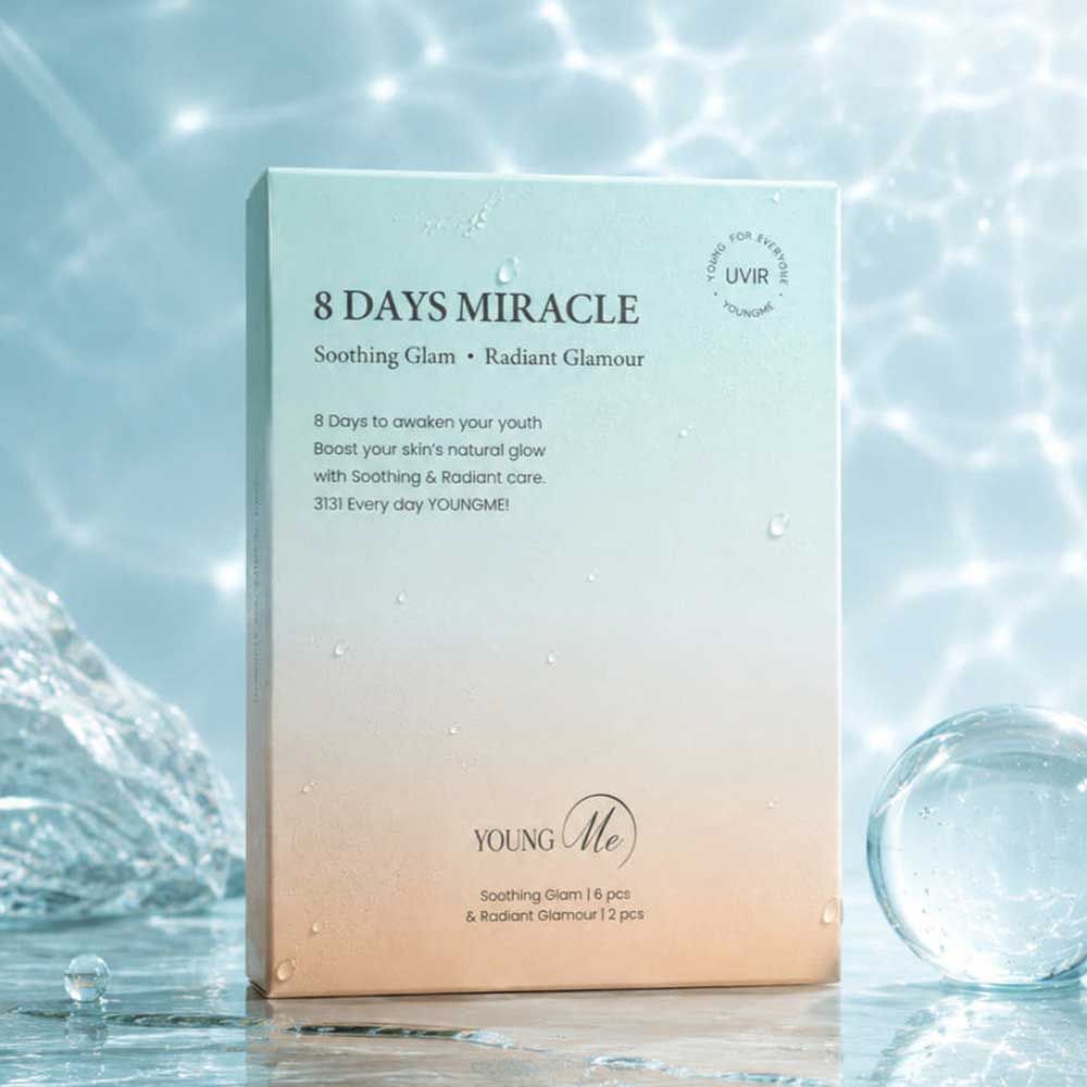 YOUNGME 8 Days Miracle Facial Sheet Mask Set 8 Sheets Soothing Glam Radiant Glamour Intensive Home Care _ Made in Korea